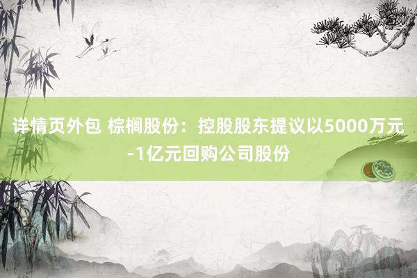 详情页外包 棕榈股份：控股股东提议以5000万元-1亿元回购公司股份